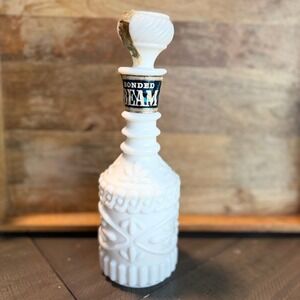 Vintage Bonded Beam Milk Glass Decanter Bottle Liquor Whiskey‎ Barware Decor